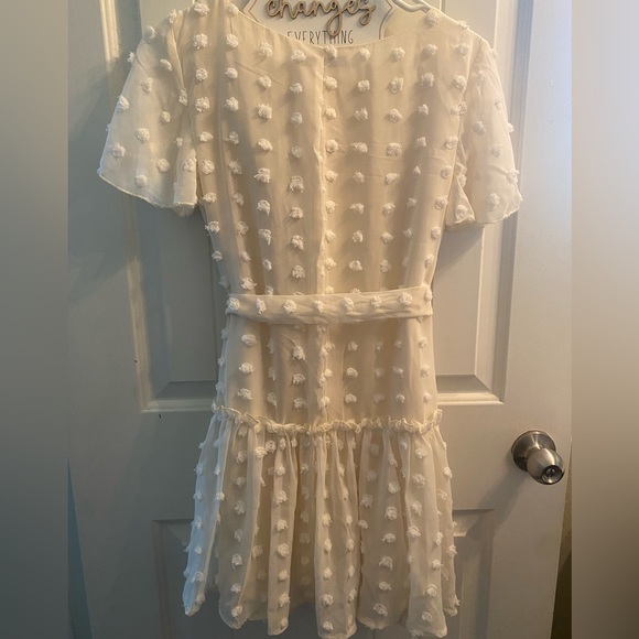 White Ruffle Dot Dress - Picture 2 of 6